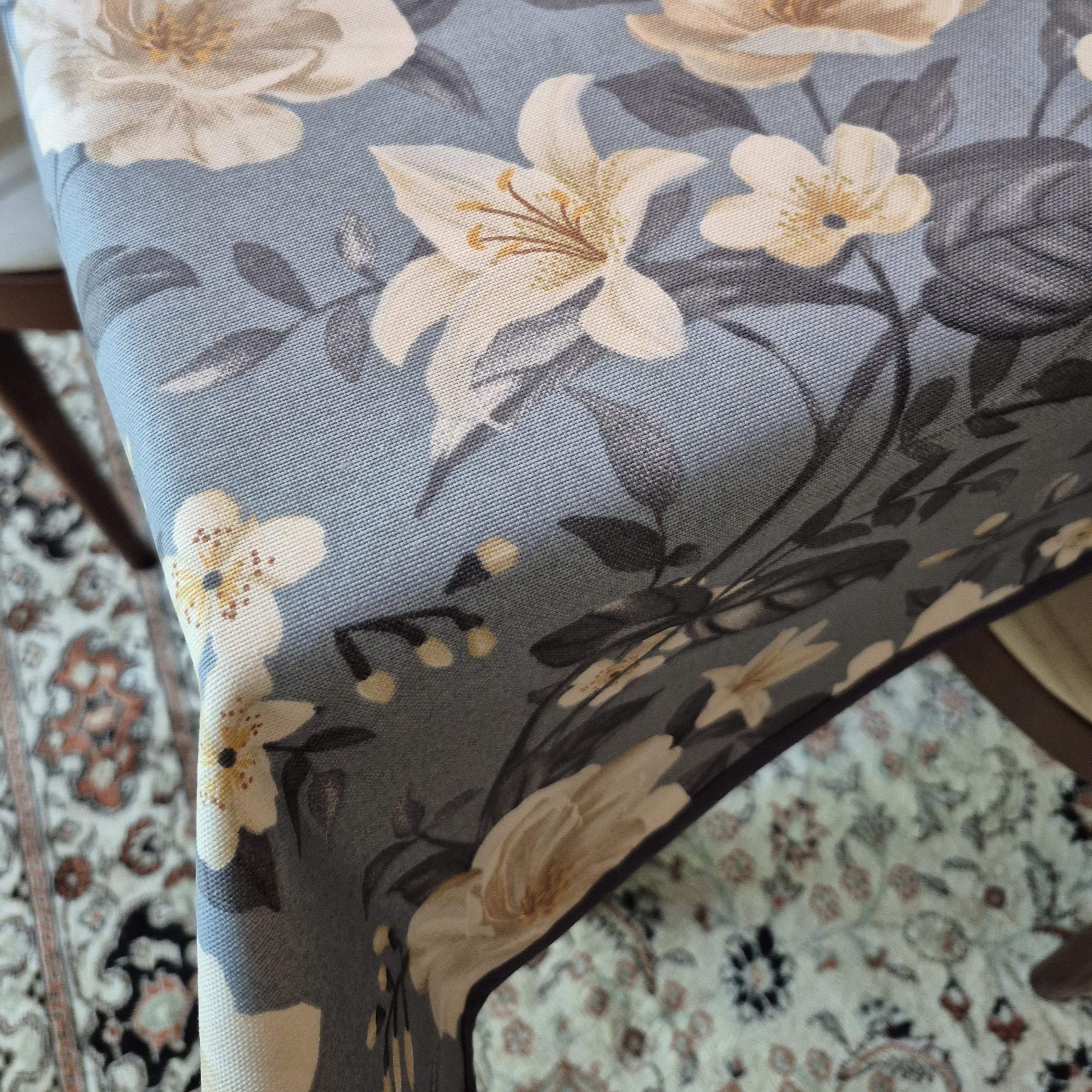 FLORAL AZUL mantel largo 3,7 m