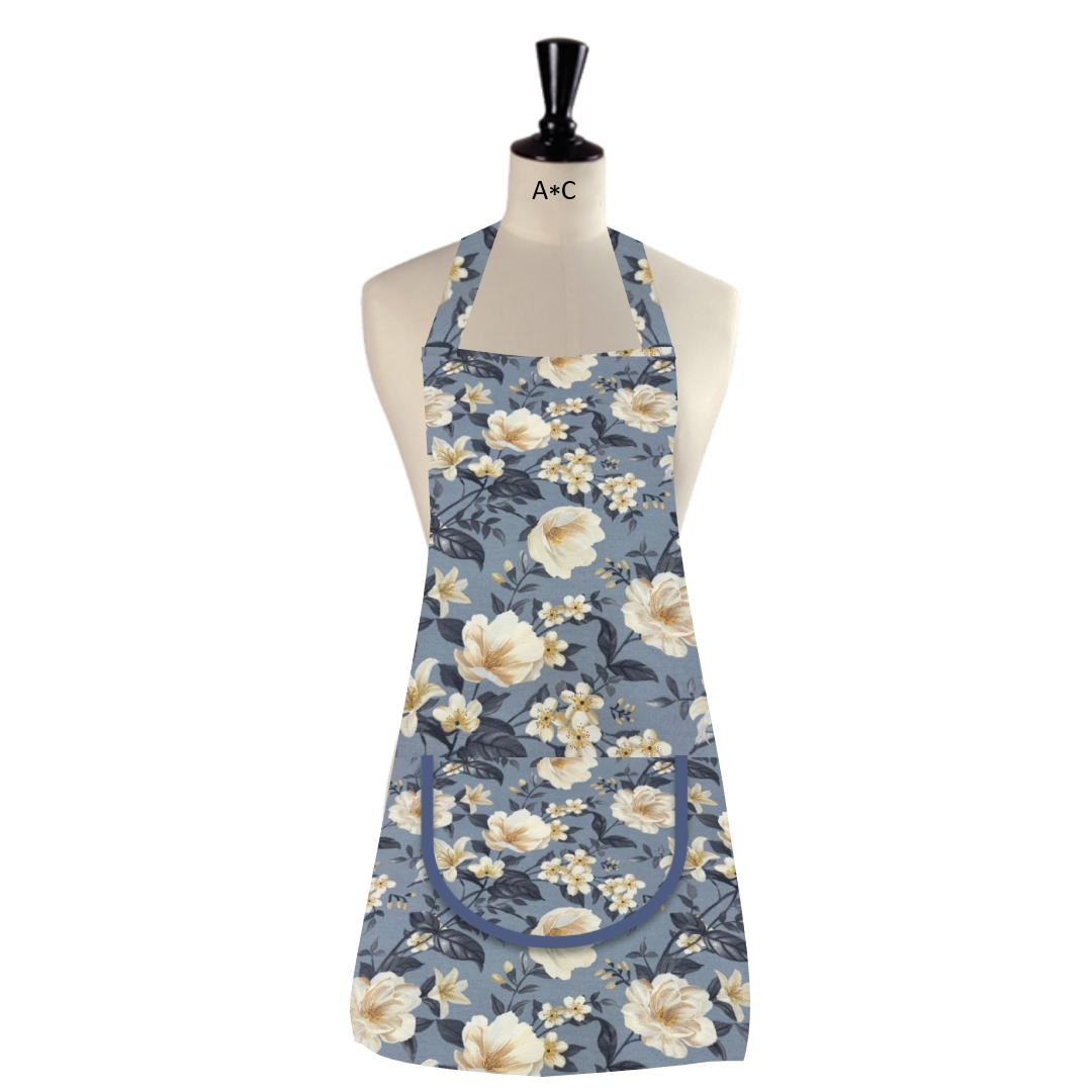 FLORAL AZUL delantal multiuso cocina y jardín