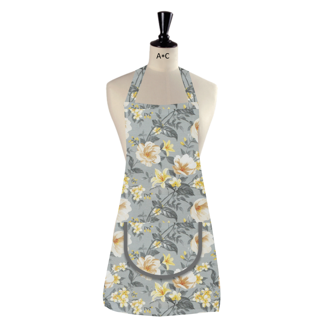 FLORAL GRIS delantal multiuso cocina y jardín