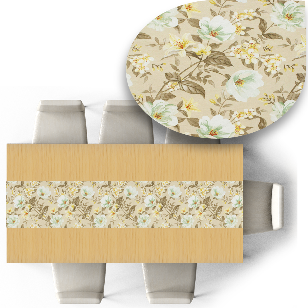FLORAL BEIGE camino de mesa 27 x 220 cm
