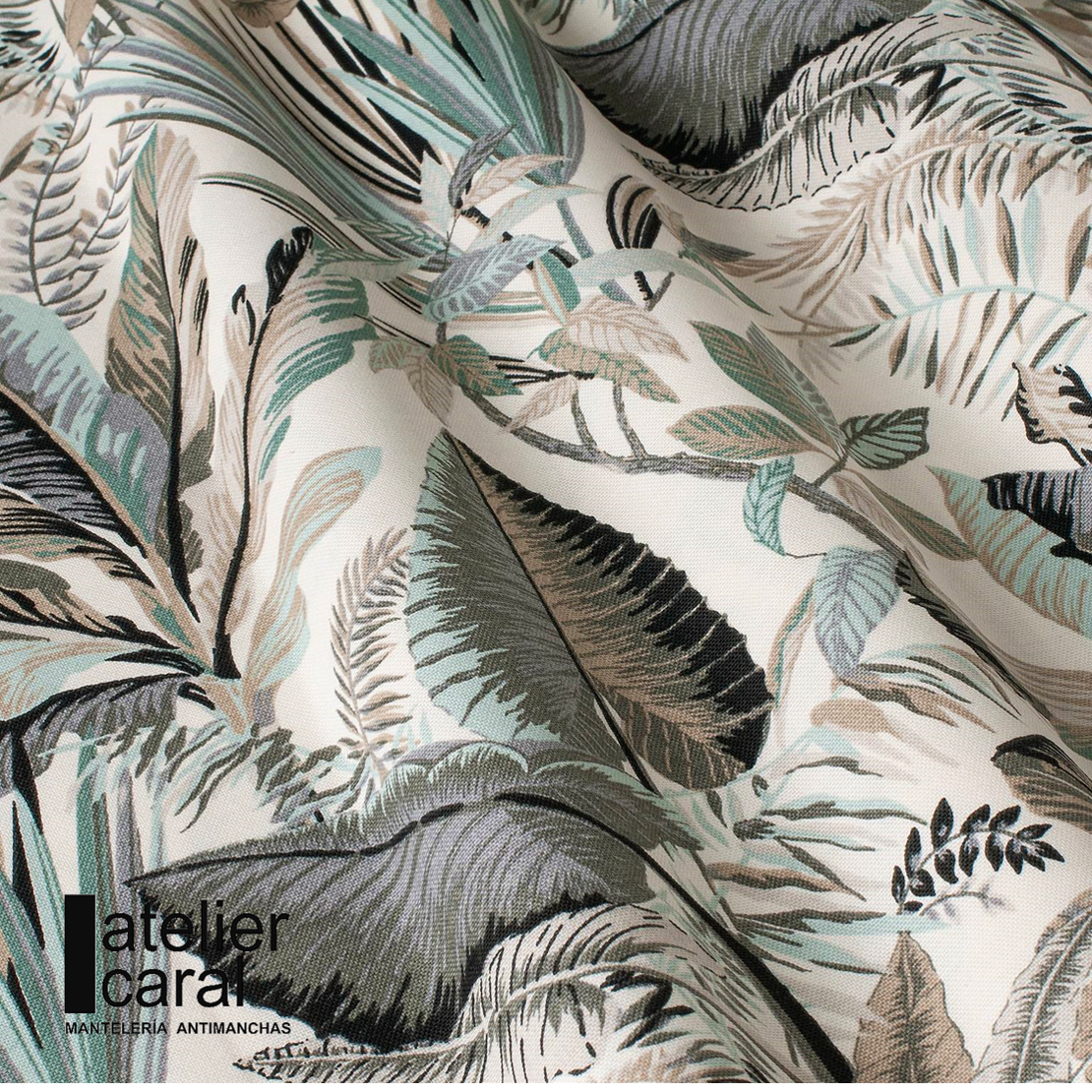 JARDÍN TROPICAL MENTA mantel largo 3,2 m