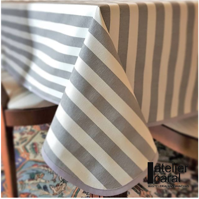 RAYAS  gris  mantel 1,5 x 2,4 m antimanchas