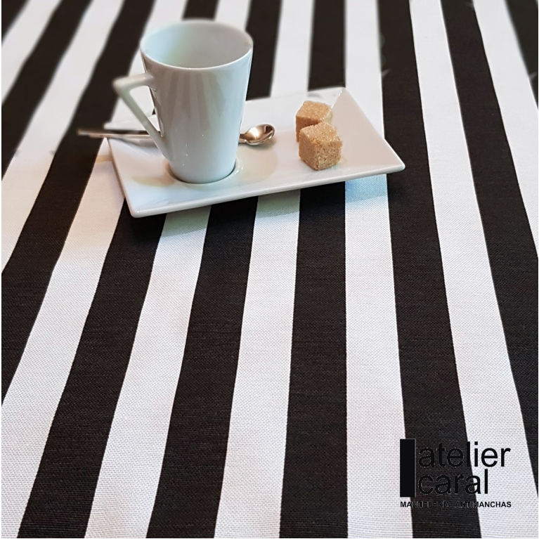 RAYAS negro mantel 1,5 x 2,4 m antimanchas