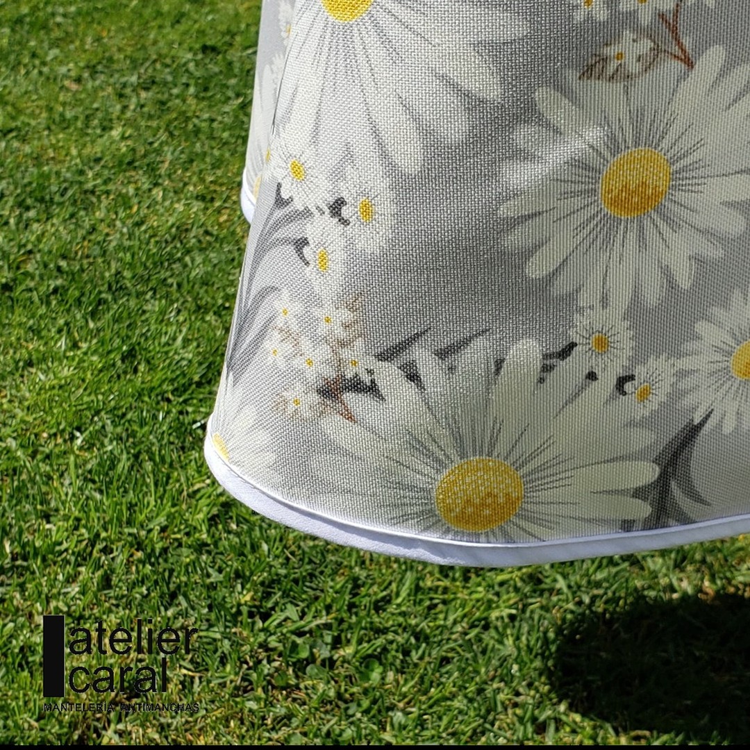MARGARITAS gris mantel 1,5 x 2,4 m antimanchas