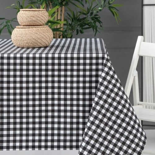 BISTROT negro cuadrícula ⬛ 10 mm mantel 1,5 x 2,4 m antimanchas