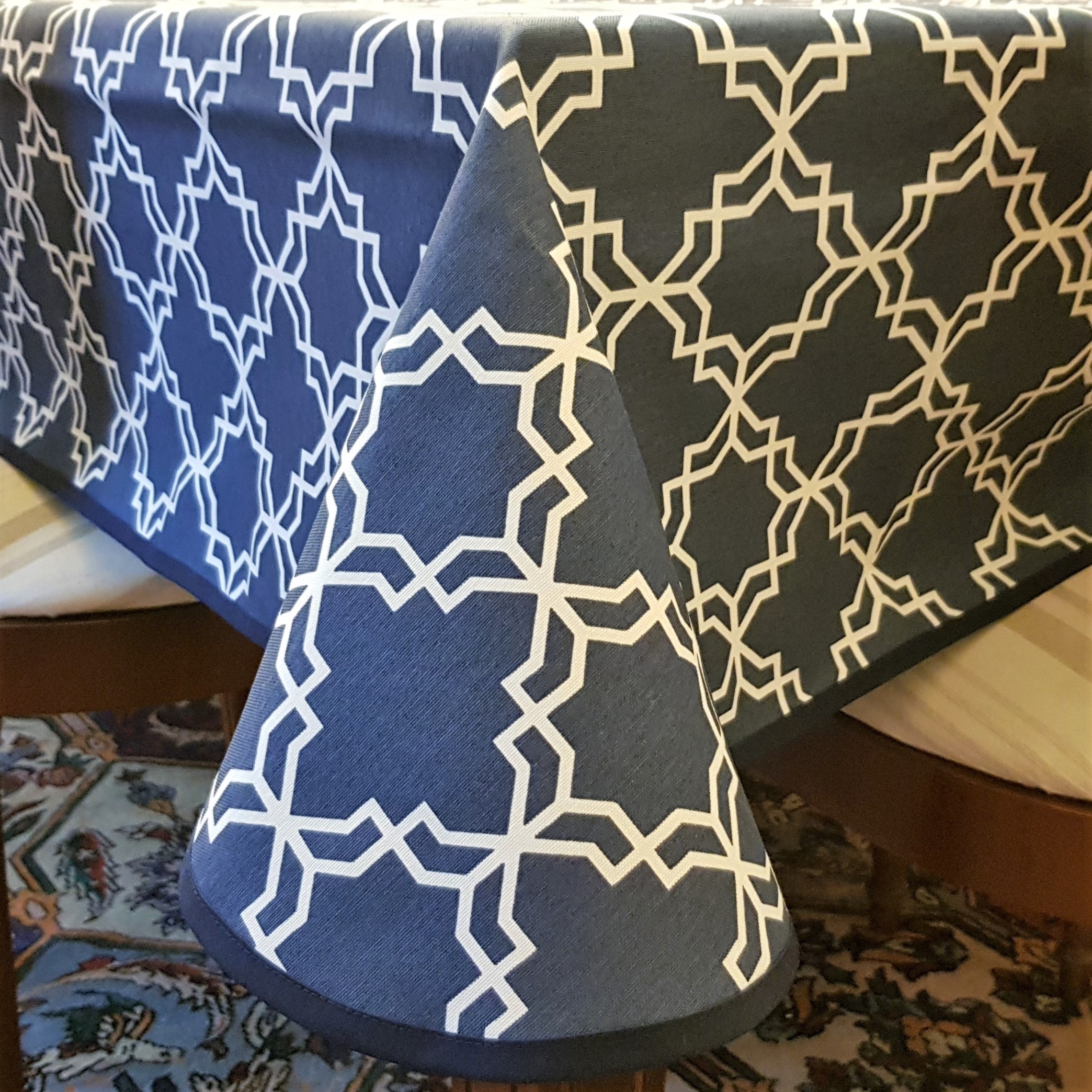 KHATAM azul mantel 1,5 x 2,4 m antimanchas