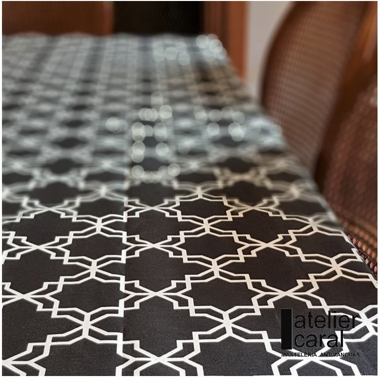 KHATAM negro mantel 1,5 x 2,4 m antimanchas