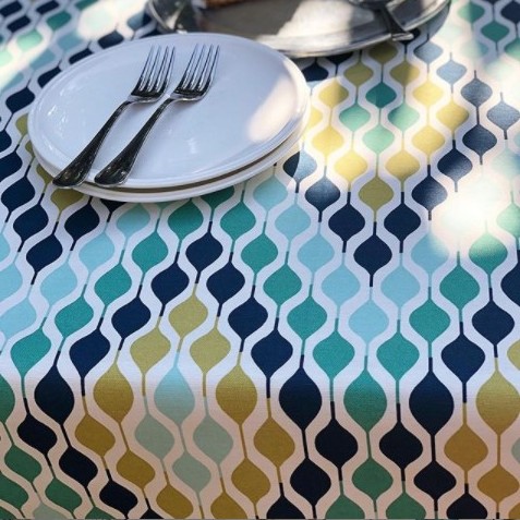 ONDAS turquesa mantel 1,5 x 2,4 m antimanchas