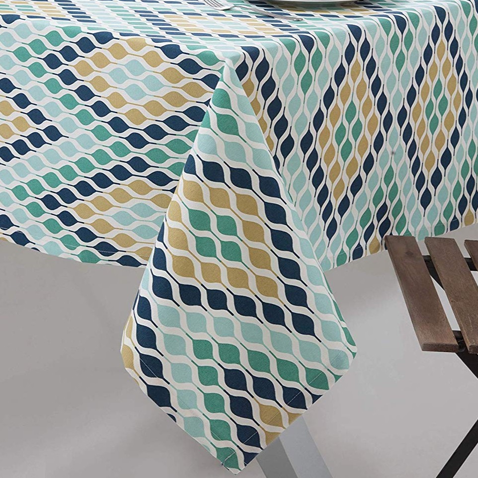 ONDAS turquesa mantel 1,5 x 2,4 m antimanchas