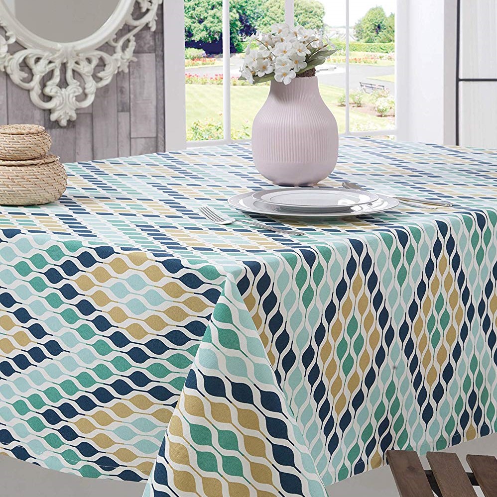 ONDAS turquesa mantel 1,5 x 2,4 m antimanchas
