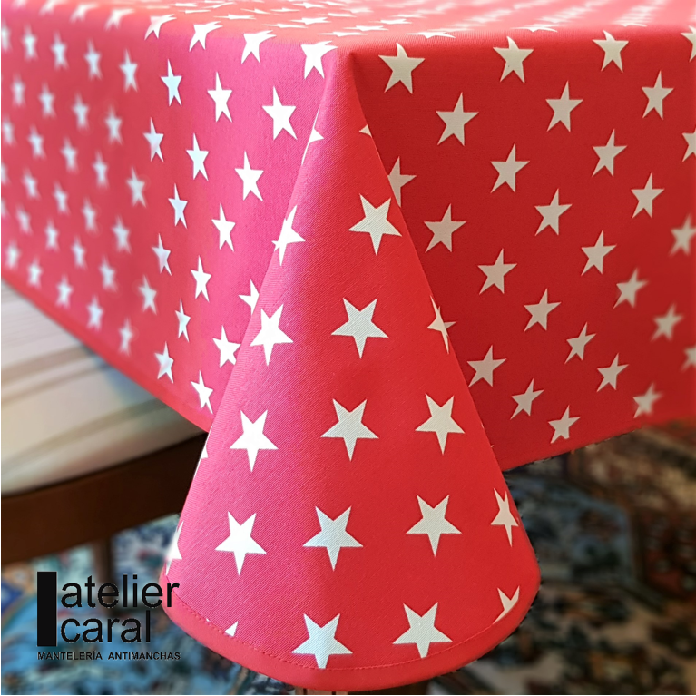 ESTRELLAS rojo mantel 1,5 x 2,4 m antimanchas
