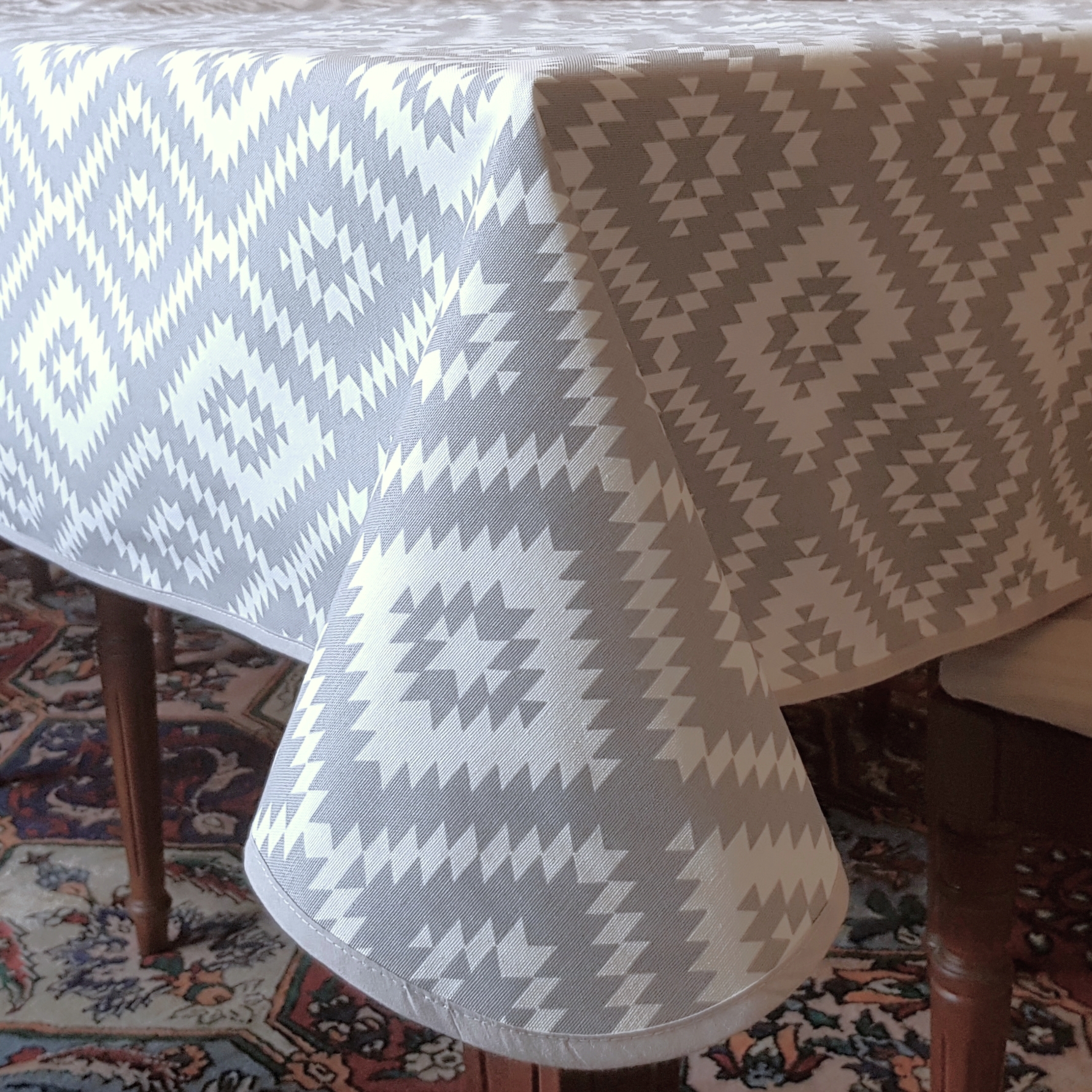 ÉTNICO gris mantel 1,5 x 2,4 m antimanchas