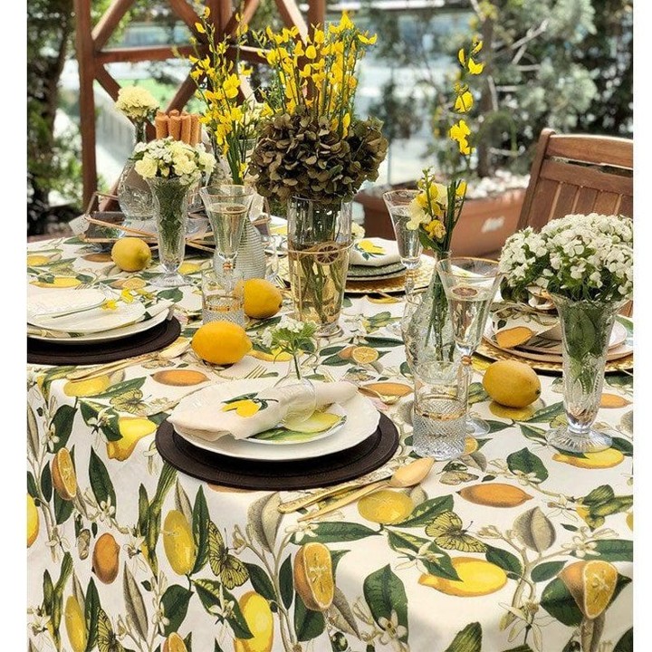 🍋 LIMONES 🍋 mantel largo 3,7 m antimanchas
