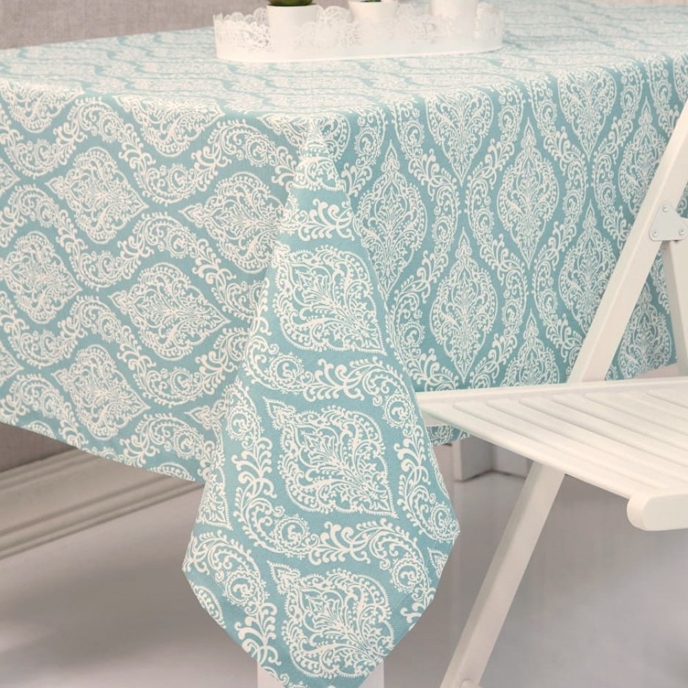 VICTORIAN menta mantel largo 3,7 m antimanchas