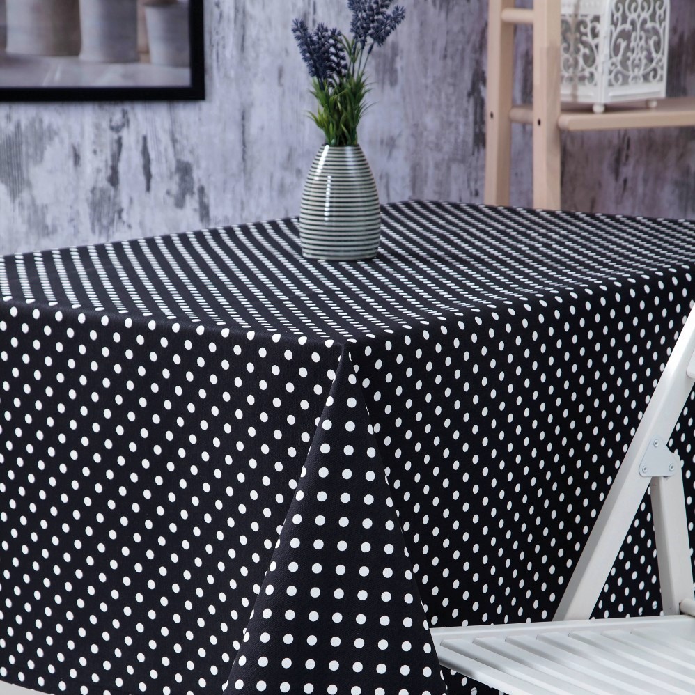 LUNARES negro mantel largo 3,7 m antimanchas