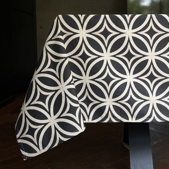 ESTRELLAS VINTAGE negro mantel largo 3,2 m antimanchas