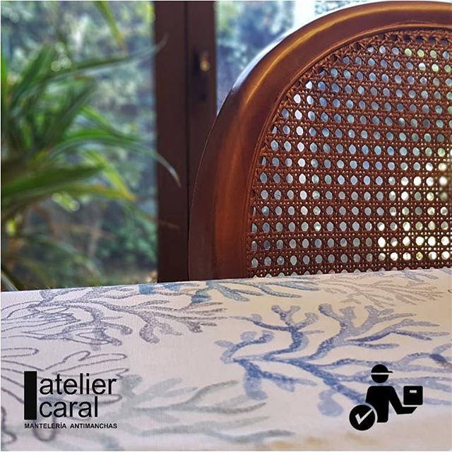 CORAL azul mantel 1,5 x 1,5 m antimanchas