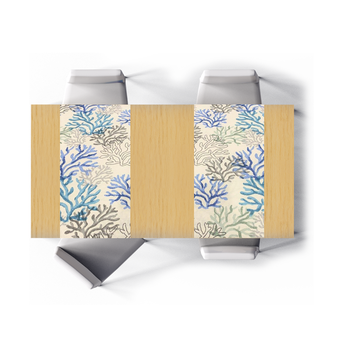 CORAL azul   set de 2 caminos   50 x 150 cm c/u