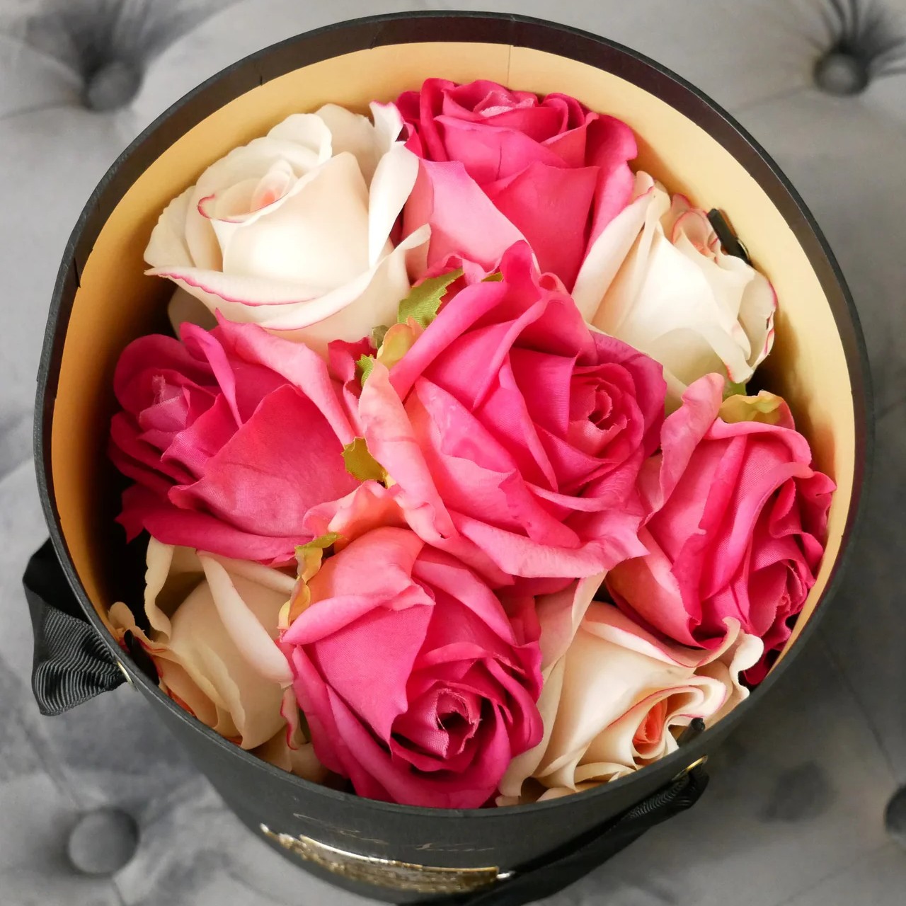BOUQUET 9 ROSAS Botones de Rosas Magenta & Blush