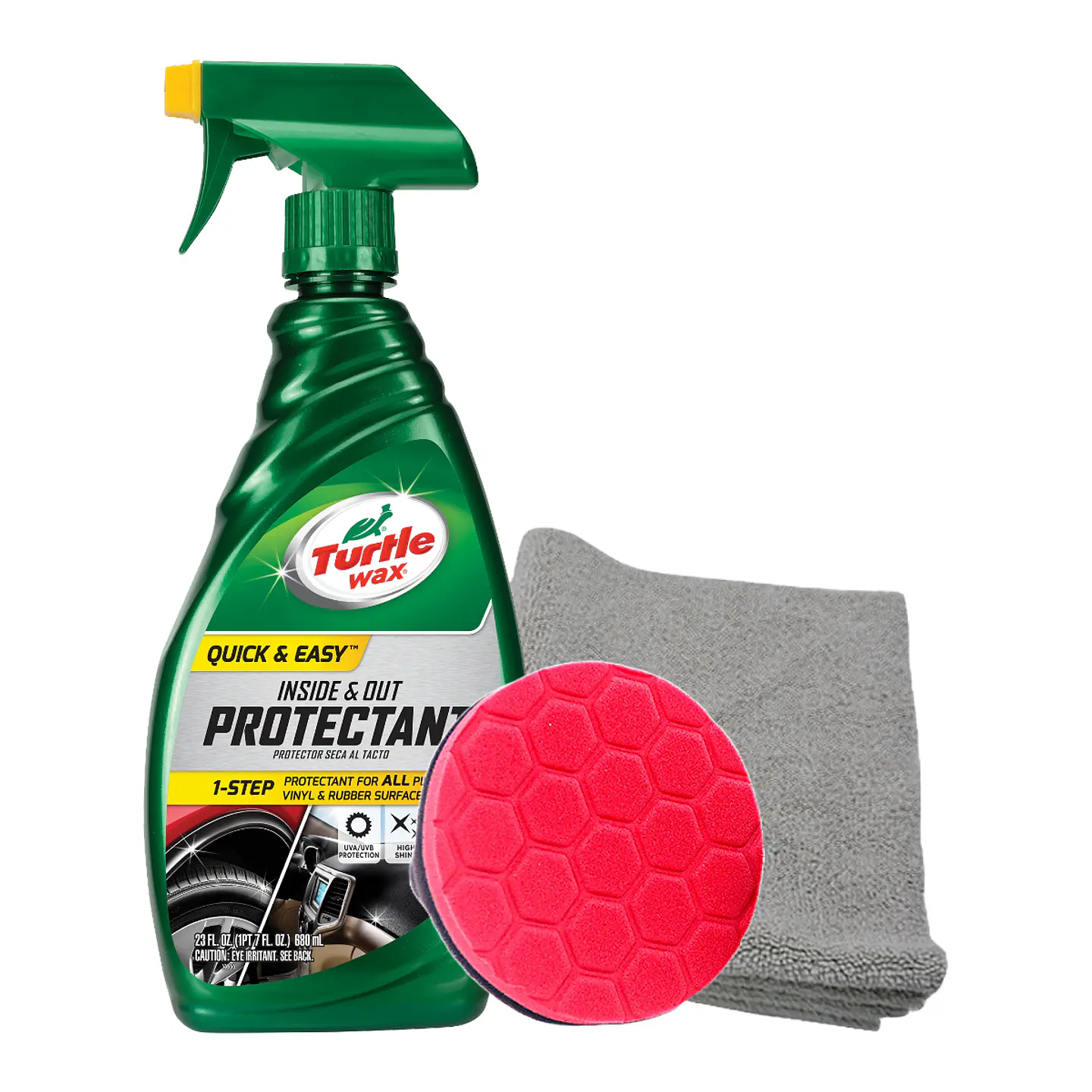 Kit Cuidado De Plásticos Interiores y Exteriores (Protectant 680mL + Esponja aplicadora 4