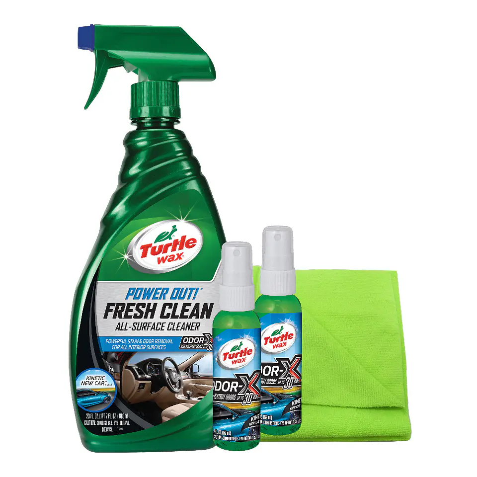 Pack Limpieza Interior (Fresh Clean 680mL + 2 Aromatizadores 59mL + Paño de Microfibra 40x40 350gsm + Esponja levanta pelos) 1