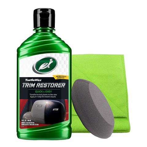 Kit Renovador de Plásticos (Trim Restorer 296mL + Paño de Microfibra 80/20 40x40cm 350gsm + Esponja UFO 4")