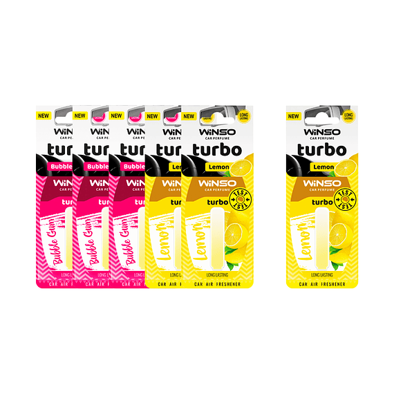 Pack 5 + 1 Gratis Aromatizador Winso Turbo Chicle + Limon