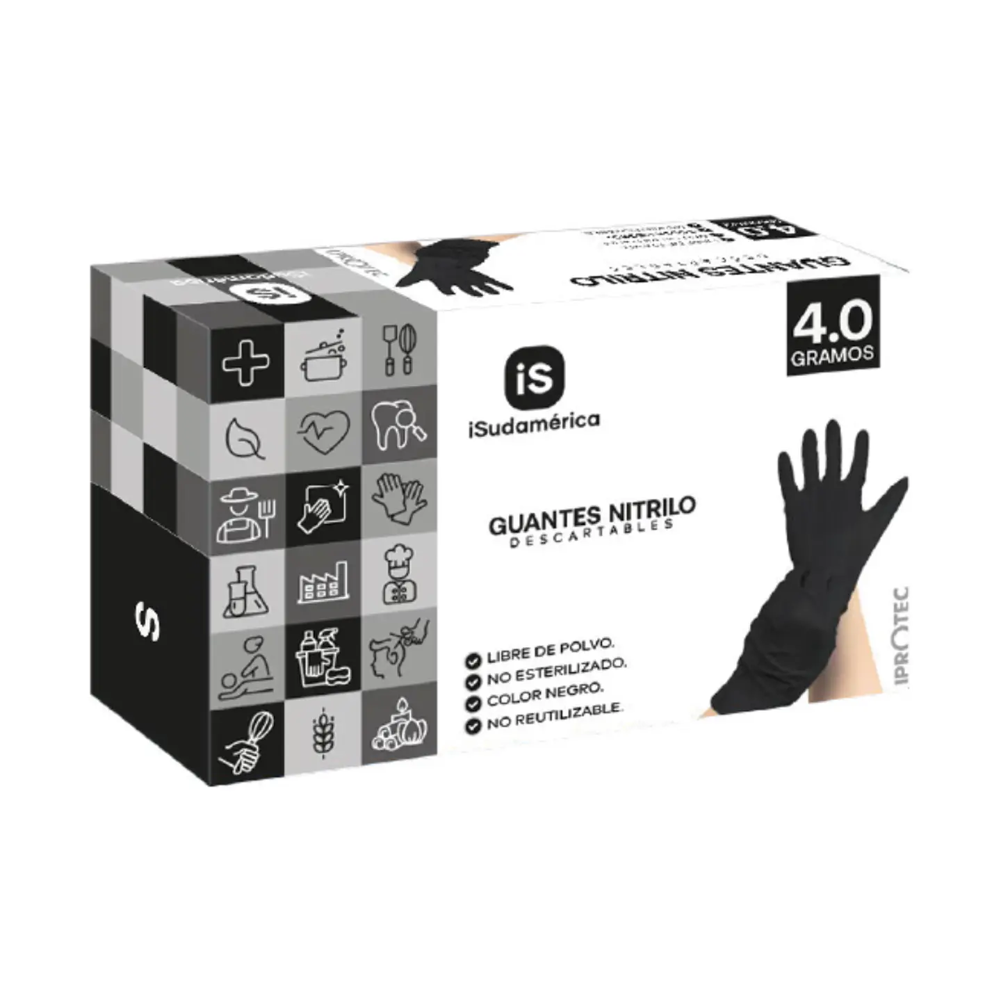 Guantes Multiuso de Nitrilo Negro 4 gramos x 100 unidades (50 pares) 1