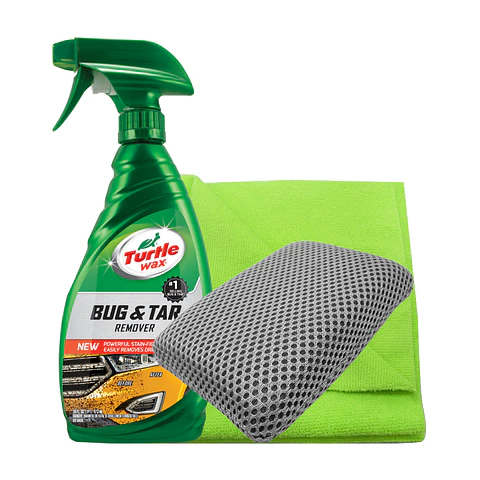 Kit Eliminador de Residuos Rebeldes (Bug & tar 473 mL + Esponja con malla + Paño de microfibra 40x40cm 350gsm)