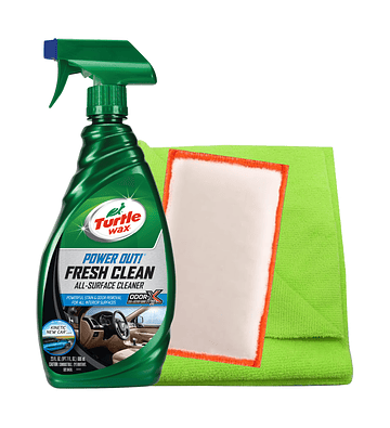 KIT DETALLE INTERIOR (FRESH CLEAN 680ML + ESPONJA NINJA + PAÑO MICROFIBRA 40X40CM 350GSM)