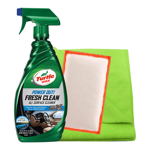 KIT DETALLE INTERIOR (FRESH CLEAN 680ML + ESPONJA NINJA + PAÑO MICROFIBRA 40X40CM 350GSM)