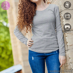 T-SHIRT MULHER MANGA COMPRIDA ALGODÃO