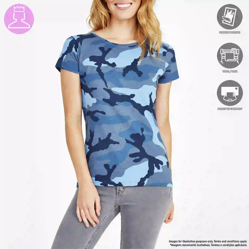 T-SHIRT MULHER PADRÃO CAMUFLADO