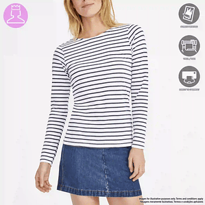 T-SHIRT MULHER RISCAS MANGA COMPRIDA