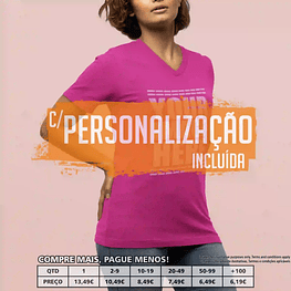 T-SHIRTS MULHER DECOTE EM BICO PERSONALIZADAS