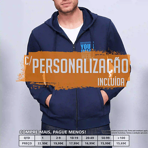 SWEATS CAPUZ COM FECHO PERSONALIZADAS