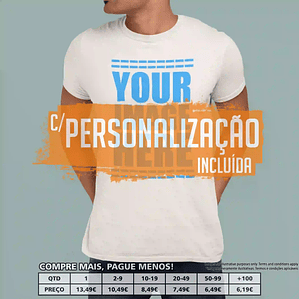T-SHIRTS HOMEM ALGODÃO ORGÂNICO PERSONALIZADAS