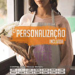 AVENTAL UNISSEXO ALGODÃO ORGÂNICO PERSONALIZADO