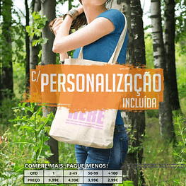 SACO DE PANO TOTE BAG ALGODÃO ORGÂNICO PERSONALIZADO