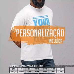 T-SHIRTS HOMEM TAMANHOS GRANDES PERSONALIZADAS