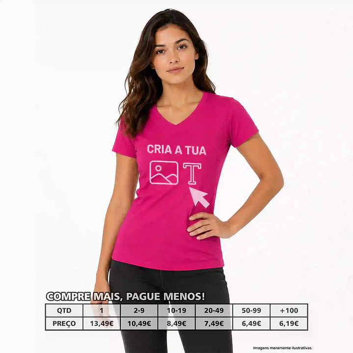 T-SHIRTS MULHER DECOTE EM BICO PERSONALIZADAS 1