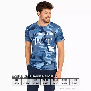 T-SHIRTS HOMEM PADRÃO CAMUFLADO PERSONALIZADAS 