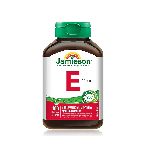 Vitamina E 100 ui Jamieson 100 Cápsulas Blandas Sabor Sin Sabor