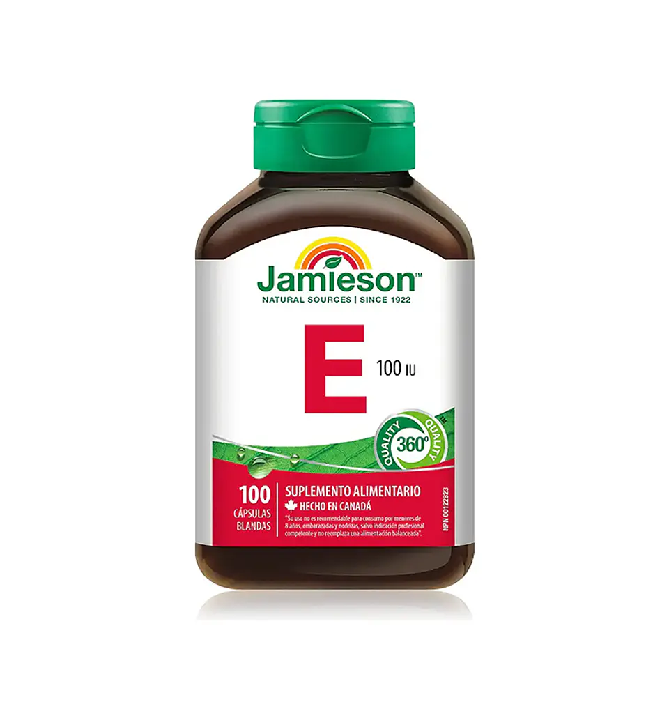 Vitamina E 100 ui Jamieson 100 Cápsulas Blandas Sabor Sin Sabor 1