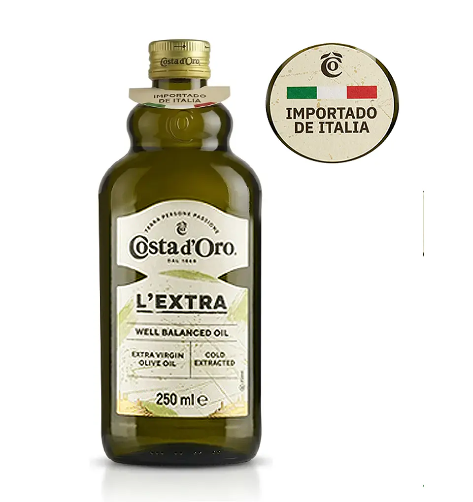 Aceite De Oliva Extra Virgen Costa D'oro Prensado en Frio 250 ml. 1