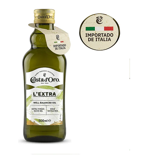 Aceite De Oliva Extra Virgen Costa D'oro Prensado en Frio 500 ml.