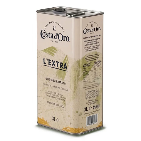 Aceite De Oliva Extra Virgen Costa D'oro Prensado en Frio 3 Lt.