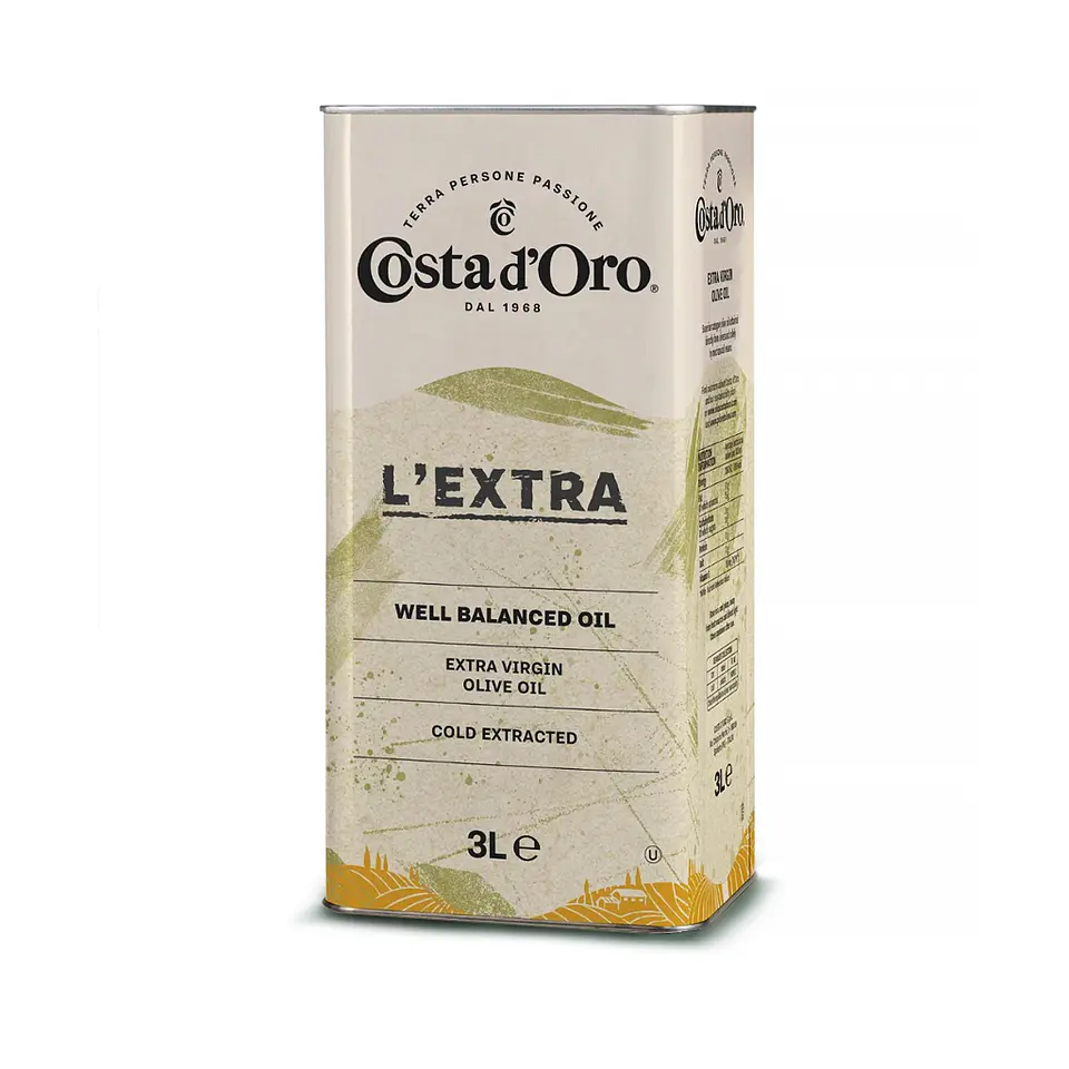 Aceite De Oliva Extra Virgen Costa D'oro Prensado en Frio 3 Lt. 3