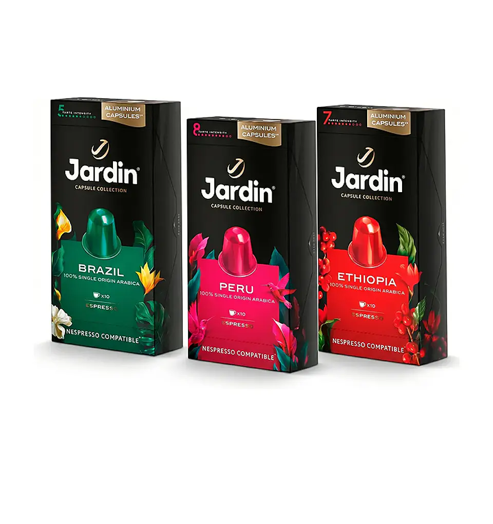 Pack Café Nespresso Jardin, 3 Variedades,( Brasil, Perú, Ethiopia), 30 Cápsulas  1