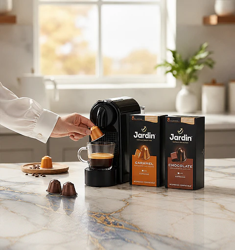 Pack Café Nespresso Jardin,  2 Variedades,  Caramel y Chocolate, 20 Cápsulas